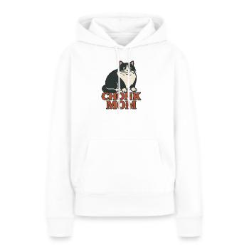 Emblème rétro Chonk Mom Cat - Sweat à capuche Premium bio Femme - blanc - Devant - Julia (174cm)