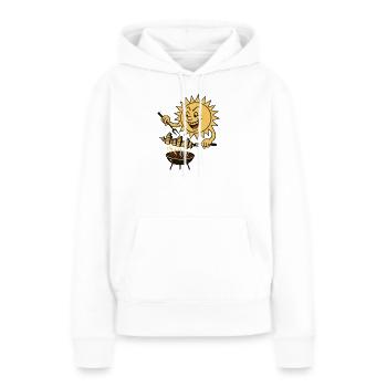 Soleil Grilleur Citadin canicule  - Sweat à capuche Premium bio Femme - blanc - Devant - Julia (174cm)