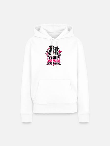 Stolze Border Collie Mama - Frauen Premium Bio Hoodie - Weiß