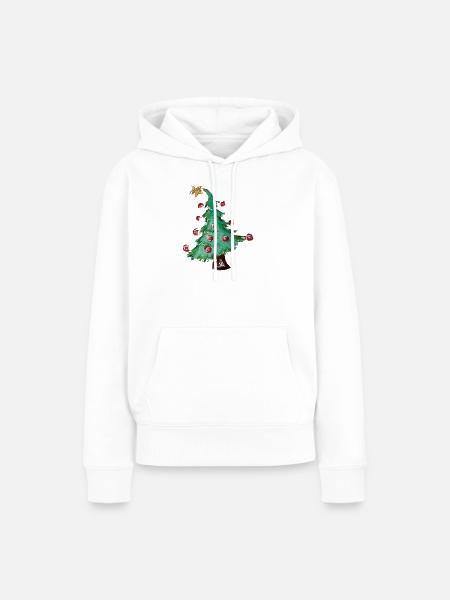 Aquarell-Weihnachtsbaum mit roten Ornamenten - Frauen Premium Bio Hoodie - Weiß