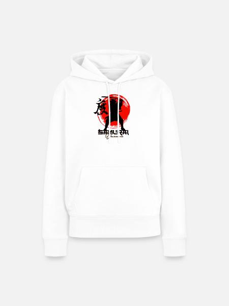 Roter Kreis-Krieger-Silhouette - Frauen Premium Bio Hoodie - Weiß