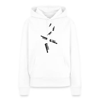 Icône de coiffeur peigne - Sweat à capuche Premium bio Femme - blanc - Devant - Julia (174cm)