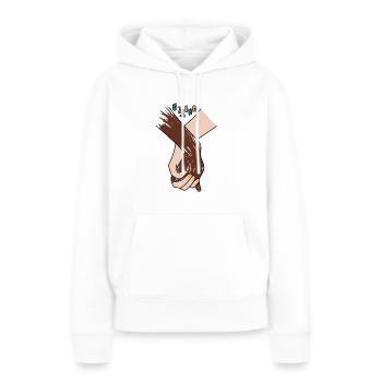 United - Frauen Premium Bio Hoodie - Weiß - Vorne - Julia (174cm)