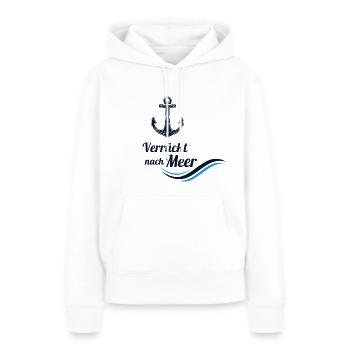Verrückt nach Meer - Anker Wellen - Frauen Premium Bio Hoodie - Weiß - Vorne - Julia (174cm)