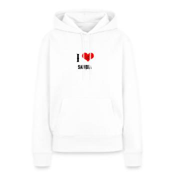 I Love Herz Laender Sambia - Frauen Premium Bio Hoodie - Weiß - Vorne - Julia (174cm)