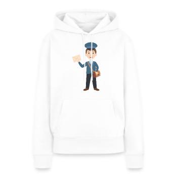 Poste fonctionnaire facteur - Sweat à capuche Premium bio Femme - blanc - Devant - Julia (174cm)