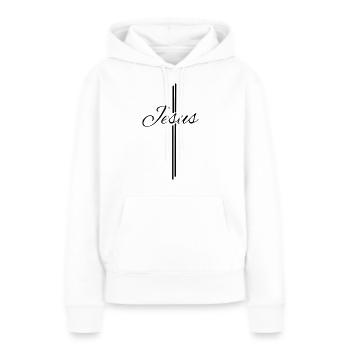 Jesus Kreuz - Christliche Designs - Bibel - Gott - Frauen Premium Bio Hoodie - Weiß - Vorne - Julia (174cm)