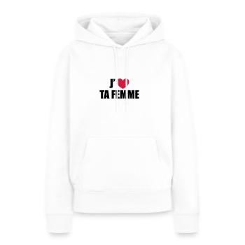 j-aime_ta_femme - Sweat à capuche Premium bio Femme - blanc - Devant - Julia (174cm)