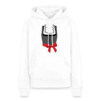 Bayerische Dirndl-Korsage mit roter Schleife links - Frauen Premium Bio Hoodie - Weiß - Vorne - Julia (174cm)