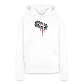 Rasierklinge mit Herz und Blut - Frauen Premium Bio Hoodie - Weiß - Vorne - Julia (174cm)