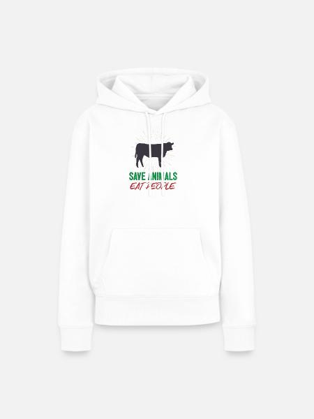 Tiere retten Menschen essen - Frauen Premium Bio Hoodie - Weiß