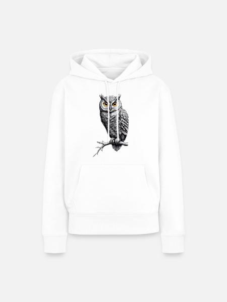 Eule auf Ast - Frauen Premium Bio Hoodie - Weiß