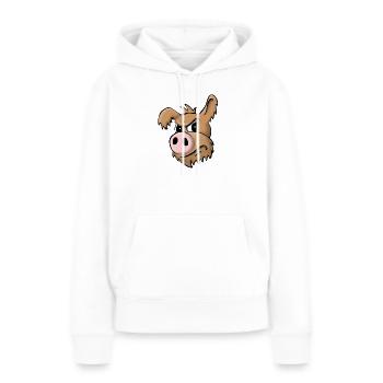 Chien cochon sceptique - Sweat à capuche Premium bio Femme - blanc - Devant - Julia (174cm)