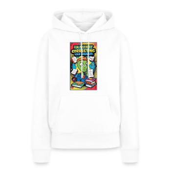 Je corrige silencieusement votre grammaire - Sweat à capuche Premium bio Femme - blanc - Devant - Julia (174cm)