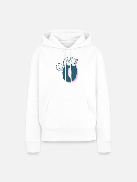 Katze Buchstabe O - Frauen Premium Bio Hoodie - Weiß