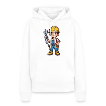 Ouvrier du bâtiment - Sweat à capuche Premium bio Femme - blanc - Devant - Julia (174cm)