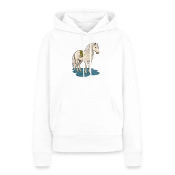Le cheval de ruisseau - Sweat à capuche Premium bio Femme - blanc - Devant - Julia (174cm)