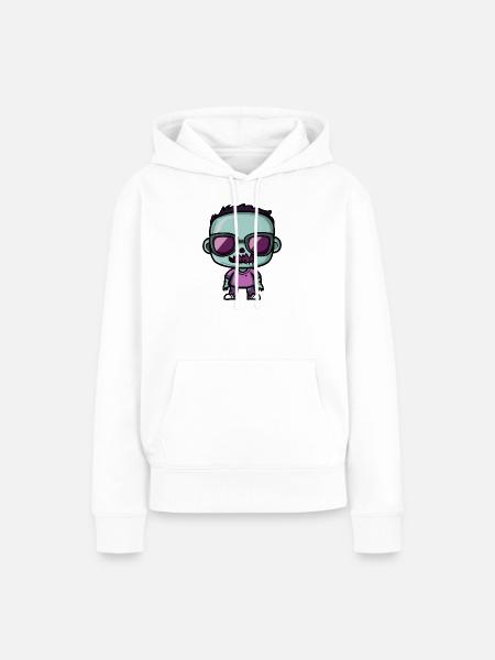 Skull Retro Sonnenbrille Design - Frauen Premium Bio Hoodie - Weiß