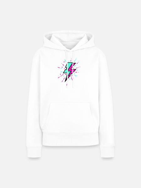 Retro Blitz bunten Stil - Frauen Premium Bio Hoodie - Weiß