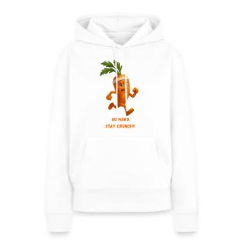 CarottesGo Hard Reste Croquante Caricature - Sweat à capuche Premium bio Femme - blanc - Devant - Julia (174cm)