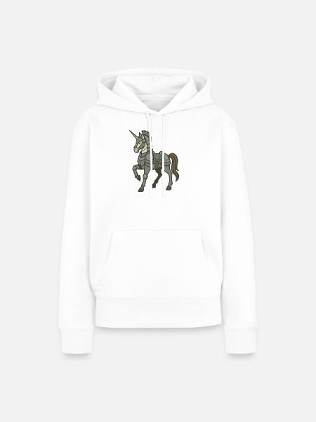 Fantasy-Design schwer gepanzerter Einhornritter - Frauen Premium Bio Hoodie - Weiß
