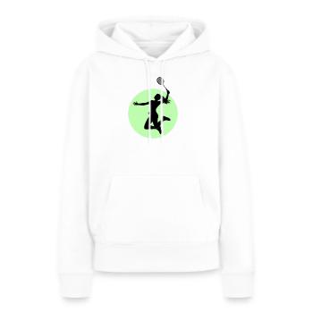 Badminton Spielerin Silhouette – Smash Power - Frauen Premium Bio Hoodie - Weiß - Vorne - Julia (174cm)