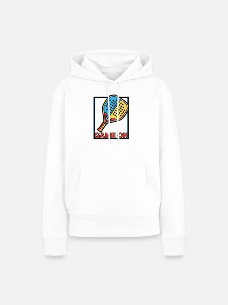 Neobrutalistisches Padel-Racket-Art-Spiel läuft - Frauen Premium Bio Hoodie - Weiß