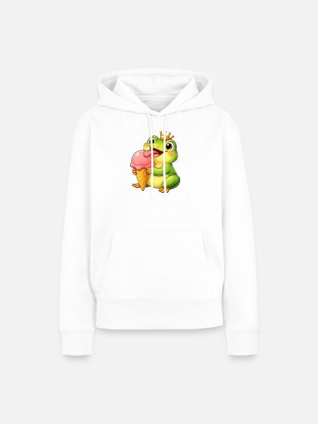 Süßer Frosch König mit Eis - Frauen Premium Bio Hoodie - Weiß