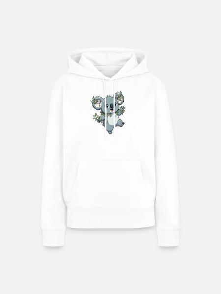 Grüner Koala mit Blattkranz - Frauen Premium Bio Hoodie - Weiß