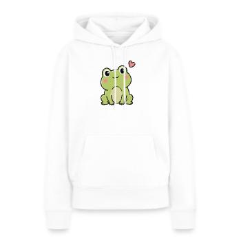 Süßer Kawaii-Frosch mit Herz-Cartoon-Aufkleber - Frauen Premium Bio Hoodie - Weiß - Vorne - Julia (174cm)