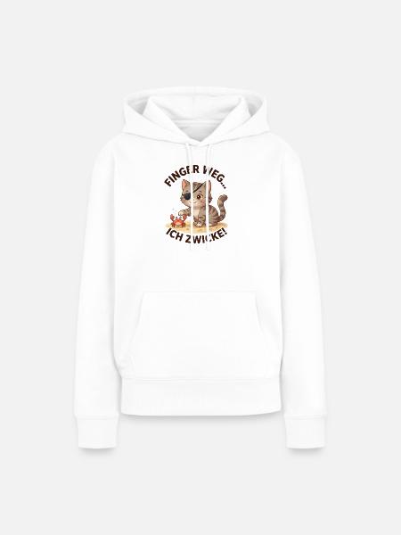 Katze Krabbe Finger weg Spruch - Frauen Premium Bio Hoodie - Weiß