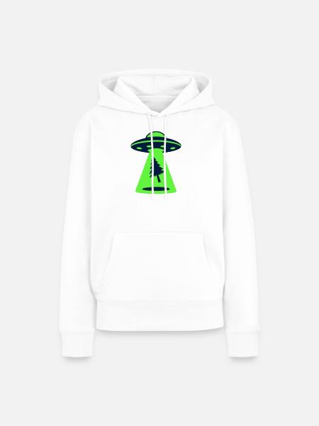 Ufo Entfuehrung Wald Logo - Frauen Premium Bio Hoodie - Weiß