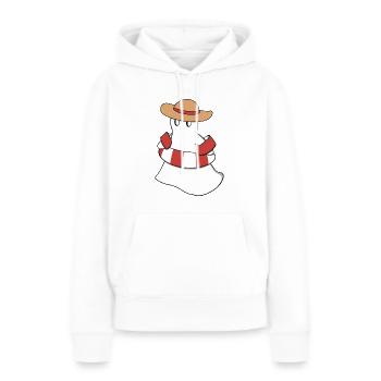 Fridolin im Sommerurlaub - Frauen Premium Bio Hoodie - Weiß - Vorne - Julia (174cm)