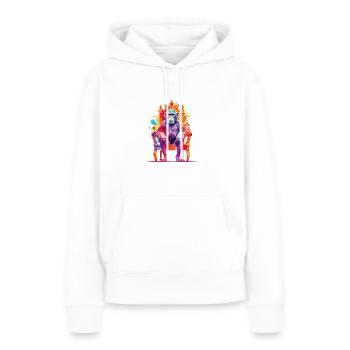 Affenkönig - Affe auf Thron - Farbenspiel - Frauen Premium Bio Hoodie - Weiß - Vorne - Julia (174cm)