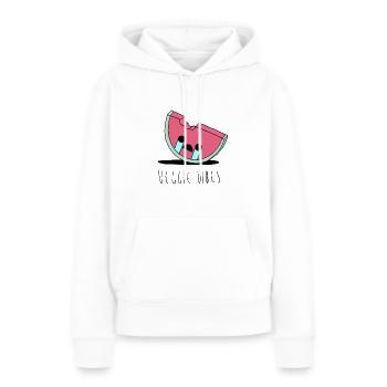 Végétarien - Végétalien - Veggie Vibes - Sweat à capuche Premium bio Femme - blanc - Devant - Julia (174cm)