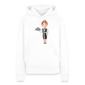 Serveuse - Sweat à capuche Premium bio Femme - blanc - Devant - Julia (174cm)
