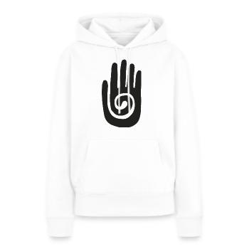 Schamane - Heilende Hand & Schutzsymbol - Schwarz - Frauen Premium Bio Hoodie - Weiß - Vorne - Julia (174cm)