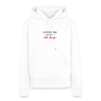 la griffe de tous pour mes 30 Ans - Sweat à capuche Premium bio Femme - blanc - Devant - Julia (174cm)