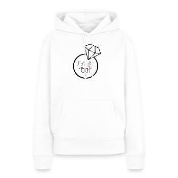 JaiditOui Engagement Romantique - Sweat à capuche Premium bio Femme - blanc - Devant - Julia (174cm)