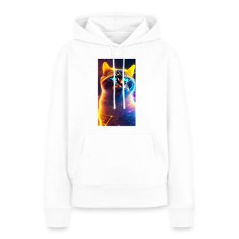 AstroCat Orange Version - Frauen Premium Bio Hoodie - Weiß - Vorne - Julia (174cm)