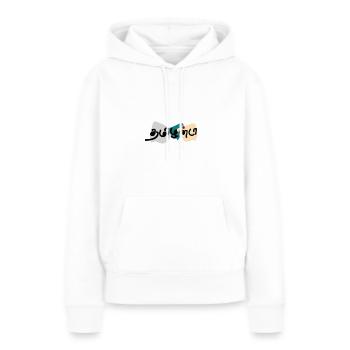 Tamilan Da : Fierté et identité - Sweat à capuche Premium bio Femme - blanc - Devant - Julia (174cm)