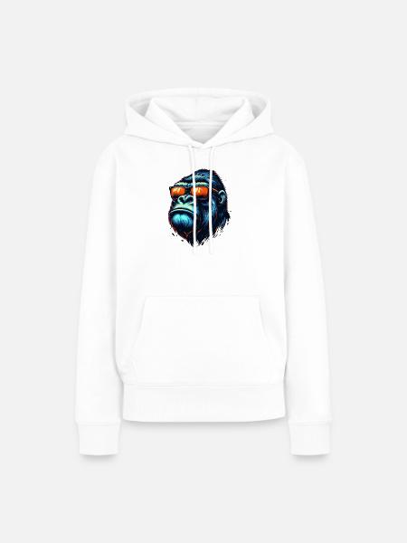 Gorillas mit Sonnenbrille - Frauen Premium Bio Hoodie - Weiß