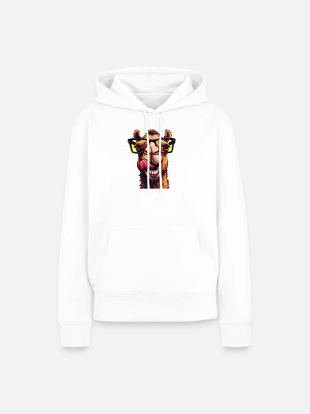 Kamel mit Sonnenbrille - Frauen Premium Bio Hoodie - Weiß