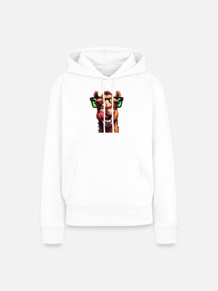 Kamel mit Sonnenbrille - Frauen Premium Bio Hoodie - Weiß