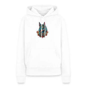 Illustration par Anubis - Sweat à capuche Premium bio Femme - blanc - Devant - Julia (174cm)