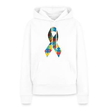 Ruban de sensibilisation à l’autisme et au syndrome d’Asperger - Sweat à capuche Premium bio Femme - blanc - Devant - Julia (174cm)