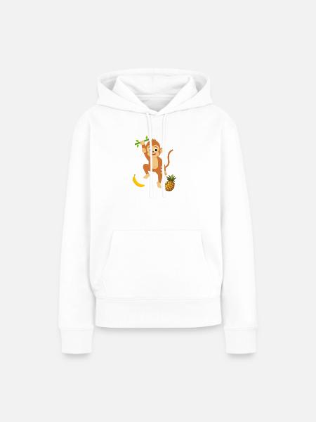 Verspielter Affe mit tropischen Früchten - Frauen Premium Bio Hoodie - Weiß