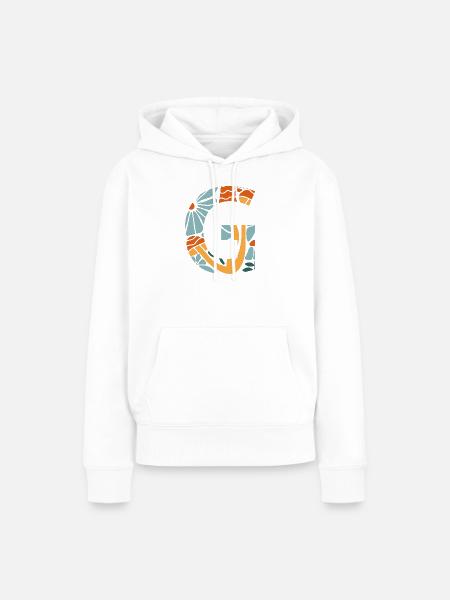 Buchstabe g Blumen groovy Geschenkidee - Frauen Premium Bio Hoodie - Weiß