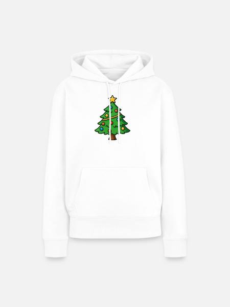 Weihnachtsbaum Cartoon - Frauen Premium Bio Hoodie - Weiß