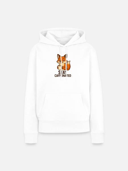 Fuchs Kaffee Motiv Stay Caffeinated - Frauen Premium Bio Hoodie - Weiß